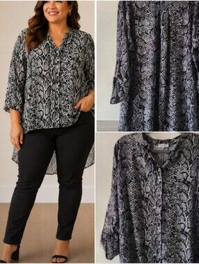 Black and White Snake Print Blouse